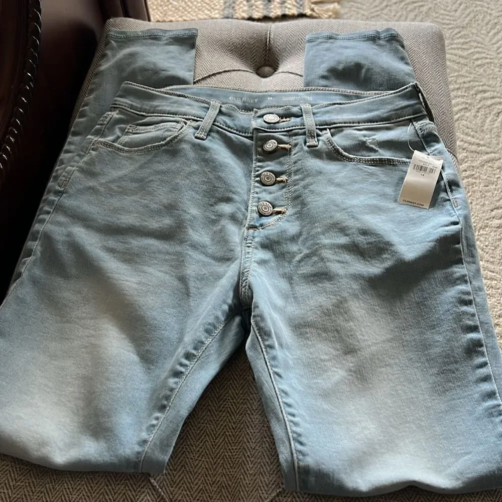NWT Old Navy Girl's Sz 14 Rockstar Super Skinny Jeggings High Rise Light Wash